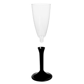Kieliszki Plastikowe do Wina Musującego na Podstawie Czarni 120ml 2P (200 Sztuk)