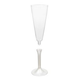 Kieliszki Plastikowe do Wina Musującego na Podstawie Białe Perełka 160ml 2P (20 Sztuk)