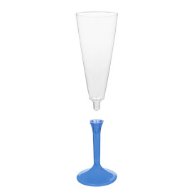 Kieliszki Plastikowe do Wina Musującego na Podstawie Niebieski Przezroczyste 160ml 2P (20 Sztuk)