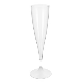 Kieliszki Plastikowe do Wina Musującego na Podstawie Białe 140ml 2P (20 Sztuk)