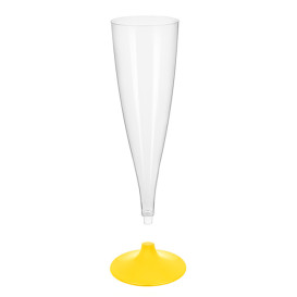 Kieliszki Plastikowe do Wina Musującego na Podstawie Żółty 140ml 2P (20 Sztuk)