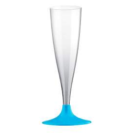 Kieliszki Plastikowe do Wina Musującego na Podstawie Turkusowe 140ml 2P (20 Sztuk)