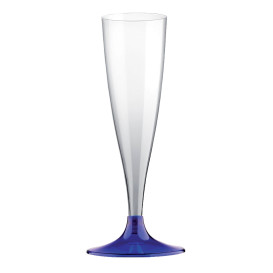 Kieliszki Plastikowe do Wina Musującego na Podstawie Niebieski Przezroczyste 140ml 2P (20 Sztuk)