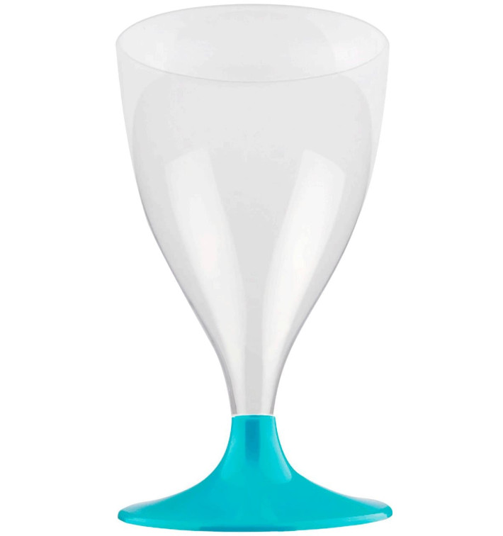 Kieliszki Plastikowe Wino na Podstawie Turkusowe 200ml 2P (20 Sztuk) Kieliszki Plastikowe Wino na Podstawie Turkusowe 200ml 2P (20 Sztuk)