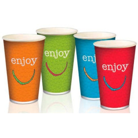 Kubki Papierowe 12 Oz/360 ml "Enjoy" Ø8,0cm (100 Sztuk)