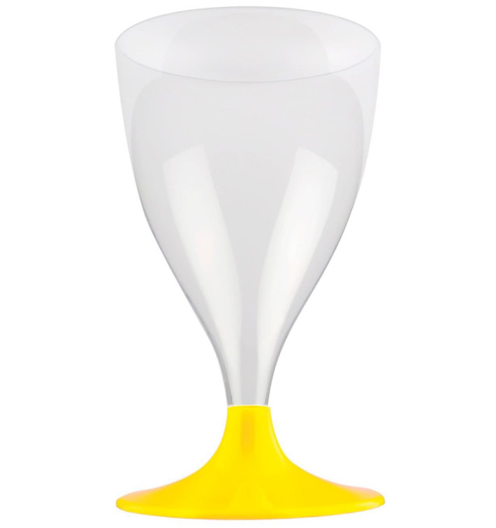Kieliszki Plastikowe Wino na Podstawie Żółty 200ml 2P (20 Sztuk) Kieliszki Plastikowe Wino na Podstawie Żółty 200ml 2P (20 Sztuk)
