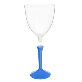 Kieliszki Plastikowe Wino na Podstawie Niebieski Mediterraneo 300ml 2P (20 Sztuk)