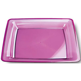 Talerz Plastikowe Kwadratowi Bardzo Sztywny Bakłażan 22,5x22,5cm (6 Sztuk)