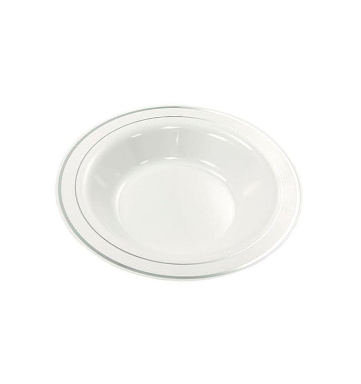 Talerz Plastikowe Bardzo Sztywny Głębokie z Złoty Rantem 23cm (20 Sztuk) Talerz Plastikowe Bardzo Sztywny Głębokie z Złoty Rantem 23cm (20 Sztuk)