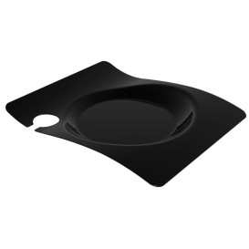 Tacki z Talerzem z Stojakiem Czarni 22x18 cm (12 Sztuk)