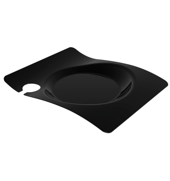 Tacki z Talerzem z Stojakiem Czarni 22x18 cm (180 Sztuk) Tacki z Talerzem z Stojakiem Czarni 22x18 cm (180 Sztuk)