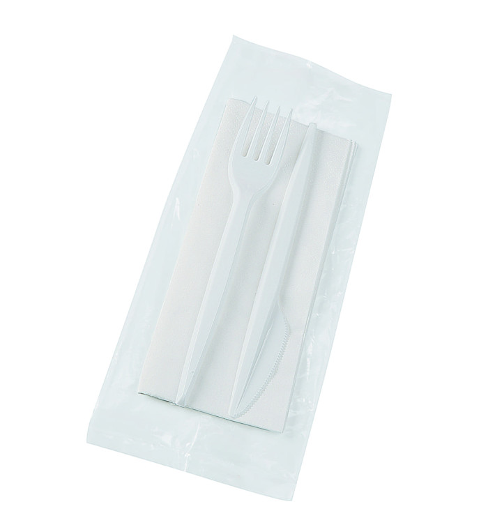 Set Widelczyki, Nóż i Serwetki Białe (25 Sztuk) Set Widelczyki, Nóż i Serwetki Białe (25 Sztuk)