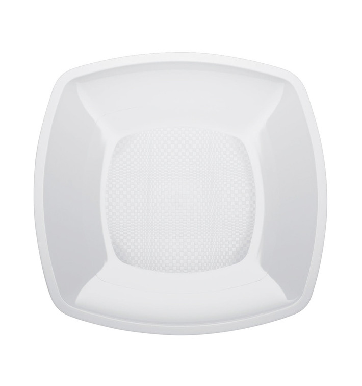 Talerz Plastikowe Płaski Białe Square PP 180mm (300 Sztuk) Talerz Plastikowe Płaski Białe Square PP 180mm (300 Sztuk)