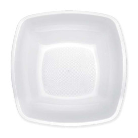 Talerz Plastikowe Głębokie Białe Square PP 180mm (25 Sztuk)