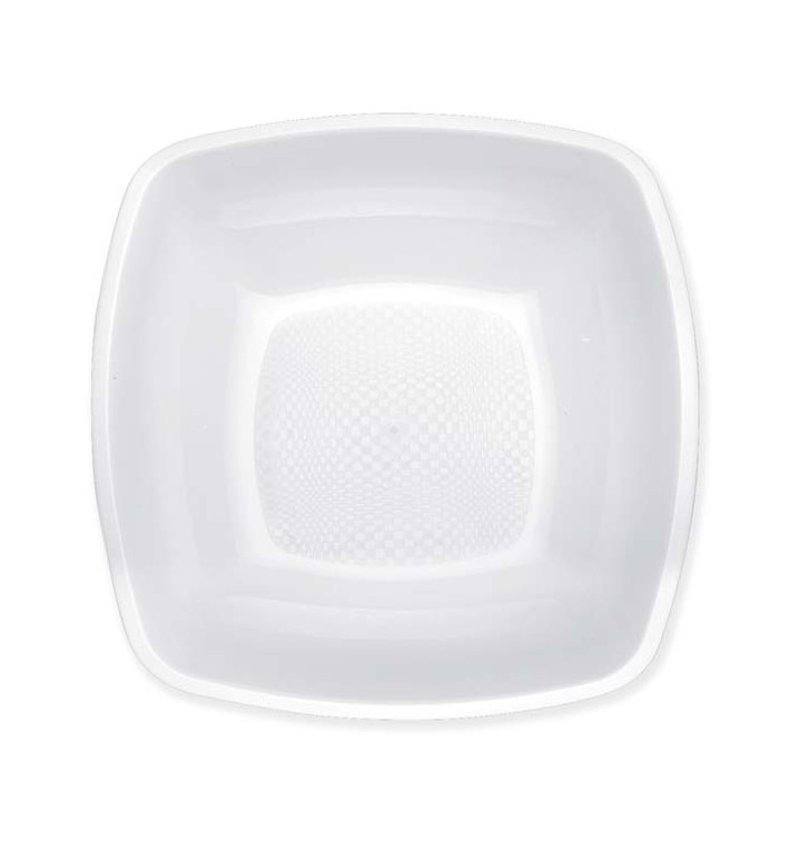 Talerz Plastikowe Głębokie Białe Square PP 180mm (25 Sztuk)