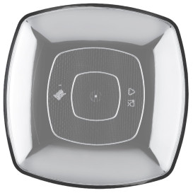 Talerz Plastikowe Płaski Przezroczyste Square PS 230mm (25 Sztuk)