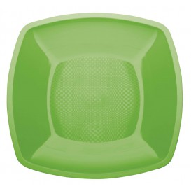 Talerz Plastikowe Płaski Zielony Limonka Square PP 180mm (25 Sztuk)