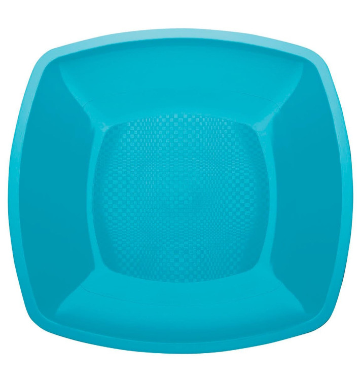 Talerz Plastikowe Płaski Turkusowe Square PP 180mm (300 Sztuk) Talerz Plastikowe Płaski Turkusowe Square PP 180mm (300 Sztuk)