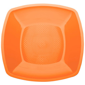 Talerz Plastikowe Płaski Orange Square PP 180mm (25 Sztuk)