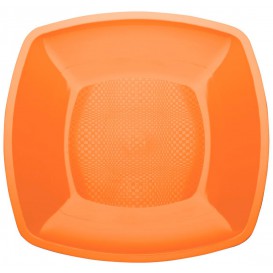 Talerz Plastikowe Płaski Orange Square PP 230mm (25 Sztuk)