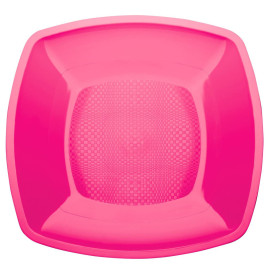 Talerz Plastikowe Płaski Fuchsia Square PP 180mm (25 Sztuk)