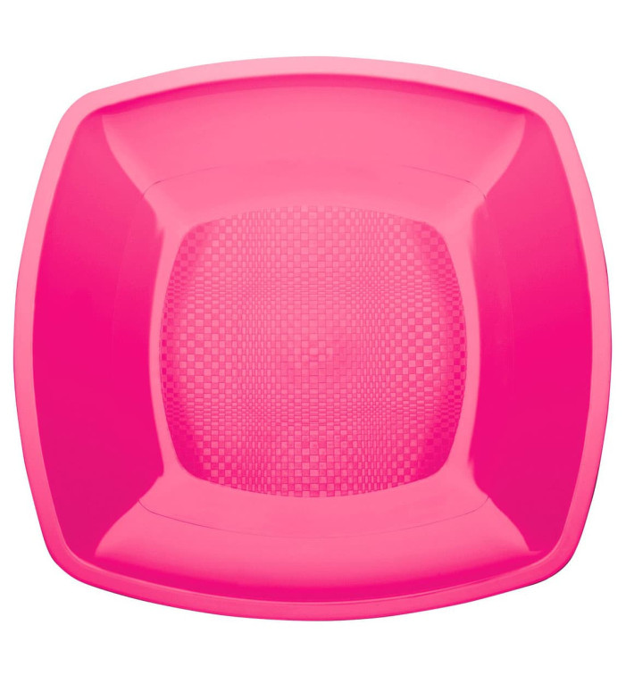 Talerz Plastikowe Płaski Fuchsia Square PP 230mm (25 Sztuk)