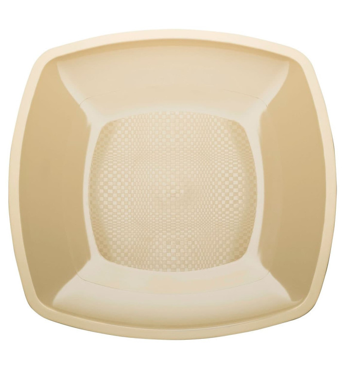 Talerz Plastikowe Płaski Kremowy Square PP 180mm (25 Sztuk) Talerz Plastikowe Płaski Kremowy Square PP 180mm (25 Sztuk)