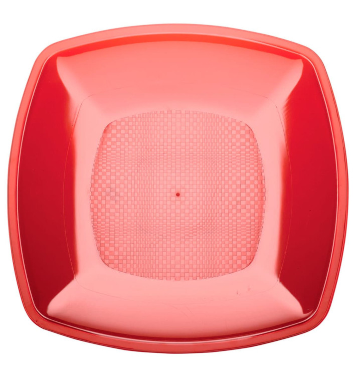 Talerz Plastikowe Płaski Czerwerne Przezroczyste Square PS 180mm (300 Sztuk) Talerz Plastikowe Płaski Czerwerne Przezroczyste Square PS 180mm (300 Sztuk)