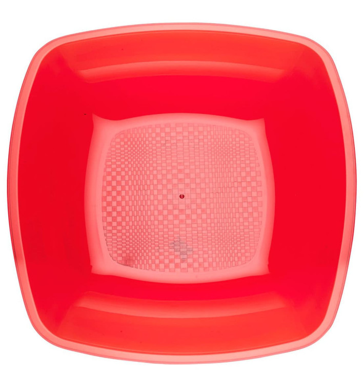 Talerz Plastikowe Głębokie Czerwerne Przezroczyste Square PS 180mm (300 Sztuk) Talerz Plastikowe Głębokie Czerwerne Przezroczyste Square PS 180mm (300 Sztuk)