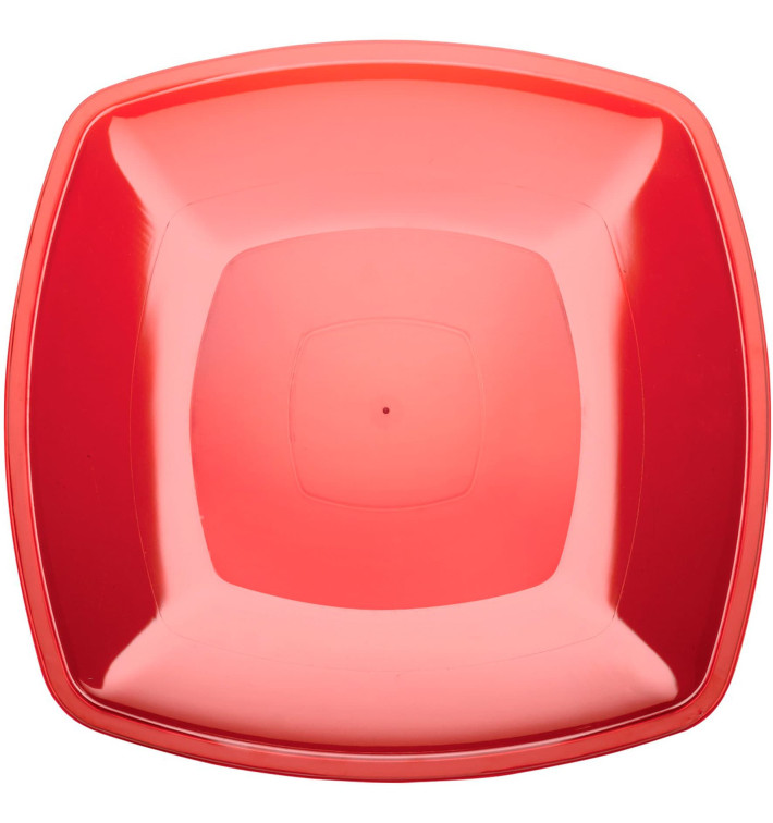 Talerz Plastikowe Płaski Czerwerne Przezroczyste Square PS 300mm (12 Sztuk) Talerz Plastikowe Płaski Czerwerne Przezroczyste Square PS 300mm (12 Sztuk)
