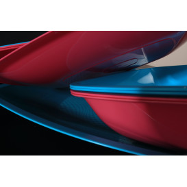 Talerz Plastikowe Płaski Czerwerne Przezroczyste Square PS 300mm (12 Sztuk)