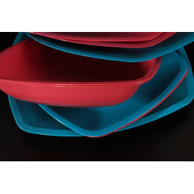 Talerz Plastikowe Płaski Niebieski Przezroczyste Square PS 300mm (12 Sztuk)