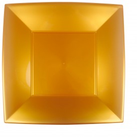 Talerz Plastikowe Płaski Złote Nice PP 290mm (12 Sztuk)