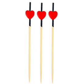Szpikulce do Mięsa Bambusowe Czerwerne i Czarni "Heart" 120mm (5000 Sztuk)