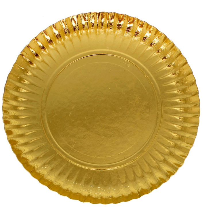 Talerz Papierowe Okrągłe Złote 230 mm (100 Sztuk) Talerz Papierowe Okrągłe Złote 230 mm (100 Sztuk)