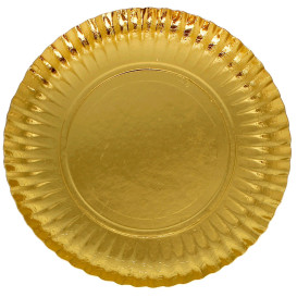 Talerz Papierowe Okrągłe Złote 230 mm (500 Sztuk)