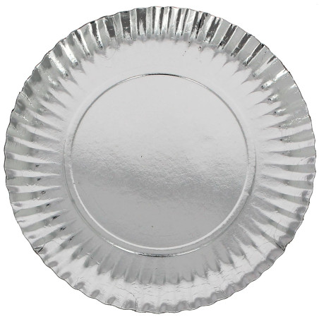 Talerz Papierowe Okrągłe Srebrne 23cm (600 Sztuk)