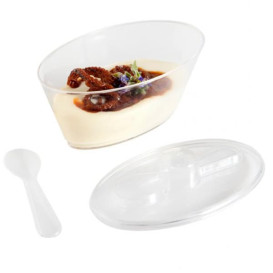 Plastic Tray PS + 12 Bowl Kit with Lid Oval Shape Clear (1 Unit)