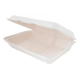 Pojemniki Trzciny Cukrowej Białe 335x230x75mm (50 Sztuk)