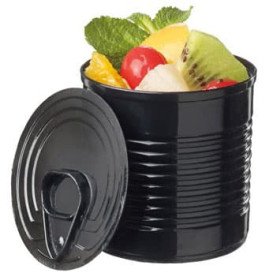 Tasting Plastic Tin Can PS Black 110ml Ø6x5,7cm (25 Units) 