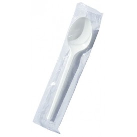 Łyżeczki Plastikowe PS Białe 125mm Zawinięti w Folii (100 Sztuk)