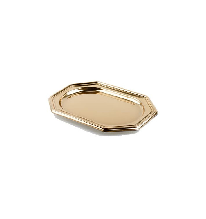 Tacki Plastikowe Ośmioboczny Złote 36x24 cm (5 Sztuk) Tacki Plastikowe Ośmioboczny Złote 36x24 cm (5 Sztuk)