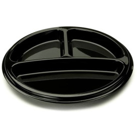 Talerz Plastikowe Okrągłe 3 Udostępnianie Czarni 26 cm (250 Sztuk)