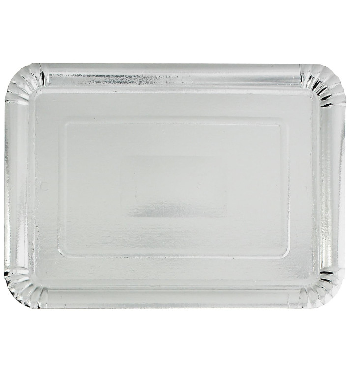 Tacki Papierowe Prostokątny Srebrne 18x24cm (800 Sztuk) Tacki Papierowe Prostokątny Srebrne 18x24cm (800 Sztuk)