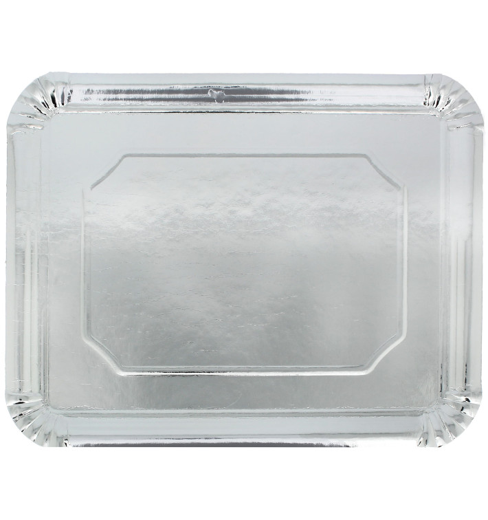 Tacki Papierowe Prostokątny Srebrne 34x42cm (200 Sztuk) Tacki Papierowe Prostokątny Srebrne 34x42cm (200 Sztuk)