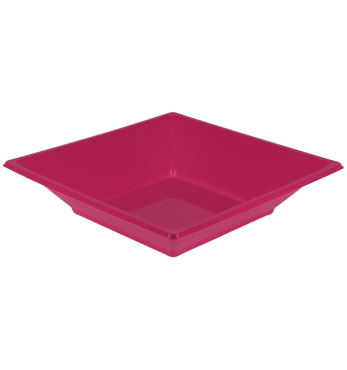 Talerz Plastikowe Głębokie Kwadratowi Fuchsia 170mm (25 Sztuk)