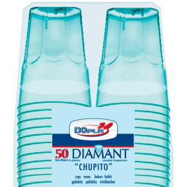 Kubki Plastikowe Kieliszki do Shotów "Diament" PS Szkło Niebieski 50ml (20 Sztuk)
