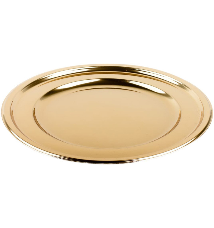 Talerz Plastikowe PET Okrągłe Złote Ø23cm (180 Sztuk) Talerz Plastikowe PET Okrągłe Złote Ø23cm (180 Sztuk)