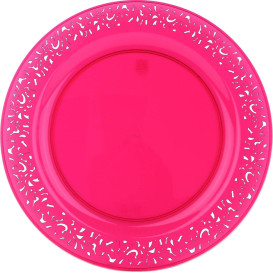 Talerz Plastikowe Okrągłe "Koronka" Malina 23cm (88 Sztuk)