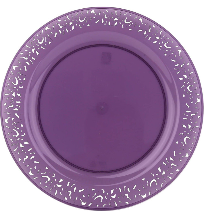 Talerz Plastikowe Okrągłe "Koronka" Bakłażan 19cm (4 Sztuk) Talerz Plastikowe Okrągłe "Koronka" Bakłażan 19cm (4 Sztuk)